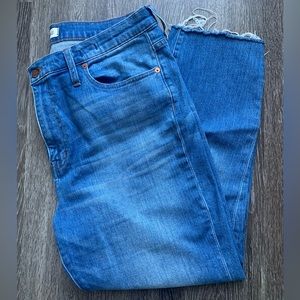 Madewell High-Rise Slim Boyjean in Dover Wash: Raw-Hemmed Edition